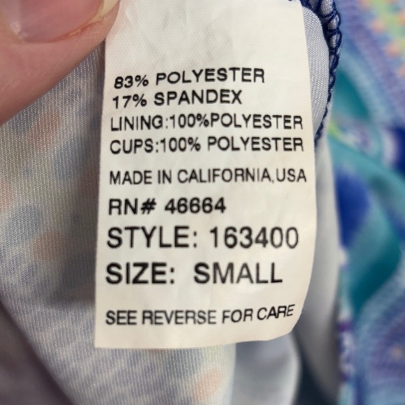 Title Nine Catalina Dress S Racerback Athletic Chevron Blue Shelf Bra - Picture 4 of 7